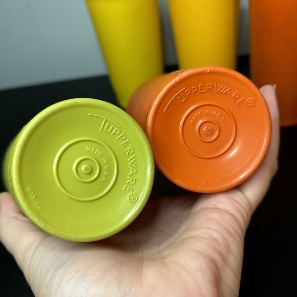 Vintage Tupperware Tumblers Cups 873 - 12 oz. Harvest Colors Set of 5 Stackable - Picture 5 of 14